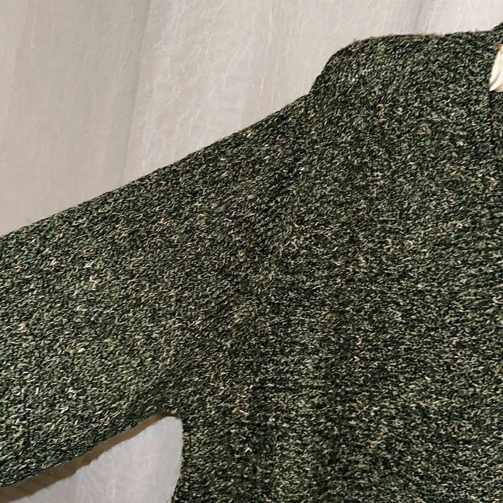 Charter Club 3X Horizontal Knit Wool Blend Winter Green Open Front Cardigan
